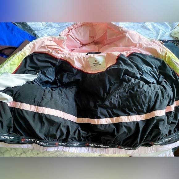 Perfect Moment Jacket Polar Flare Hooded Ombre Quilted Ski Pastel Rainbow XL GUC - Picture 9 of 15